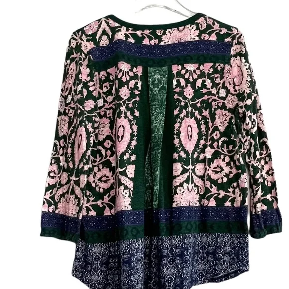 LUCKY BRAND Jersey 1/4 Button Top Size L - Picture 4 of 4